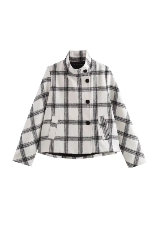'Alvaro' Stand-Up Collar Plaid Jacket made by Goodnight Macaroon