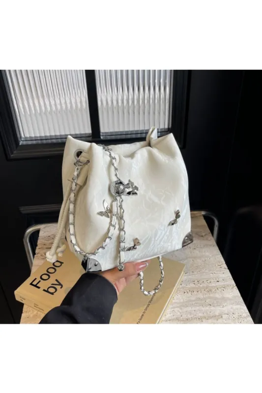 ‘Elvira’ Butterfly-Decorated Handbag Bucket Bag（4 color） sold by Goodnight Macaroon