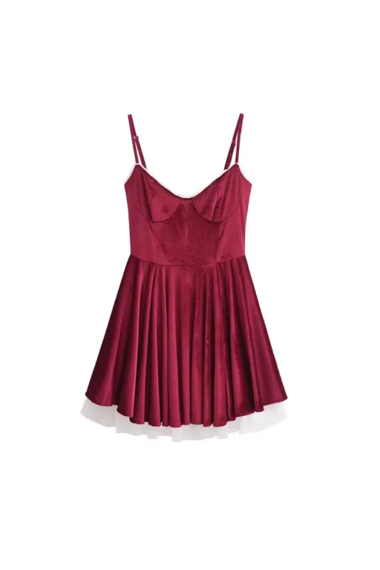 'Sophia' Crimson Velvet Mini Dress made by Goodnight Macaroon