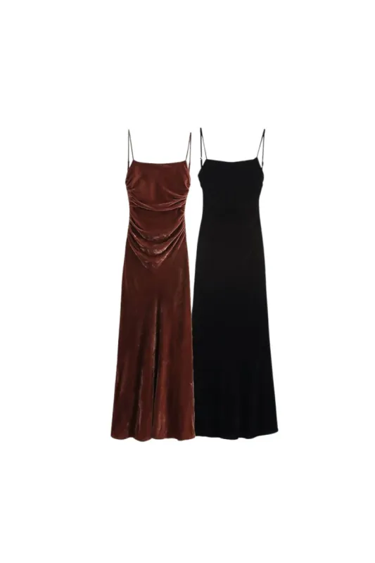 ' Hannah' Velvet Pleated Midi Dress (2 color) sold by Goodnight Macaroon