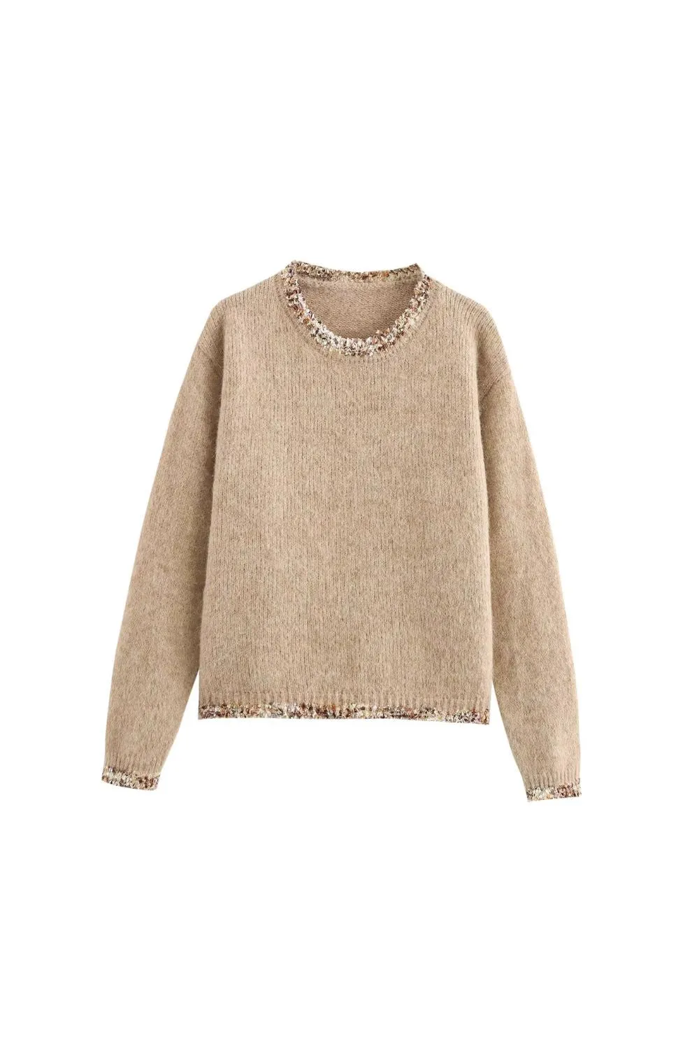 ' Georgia'Long Sleeve Lace-Trimmed Round Neck Knit (3 color) sold by Goodnight Macaroon product image thumbnail 4