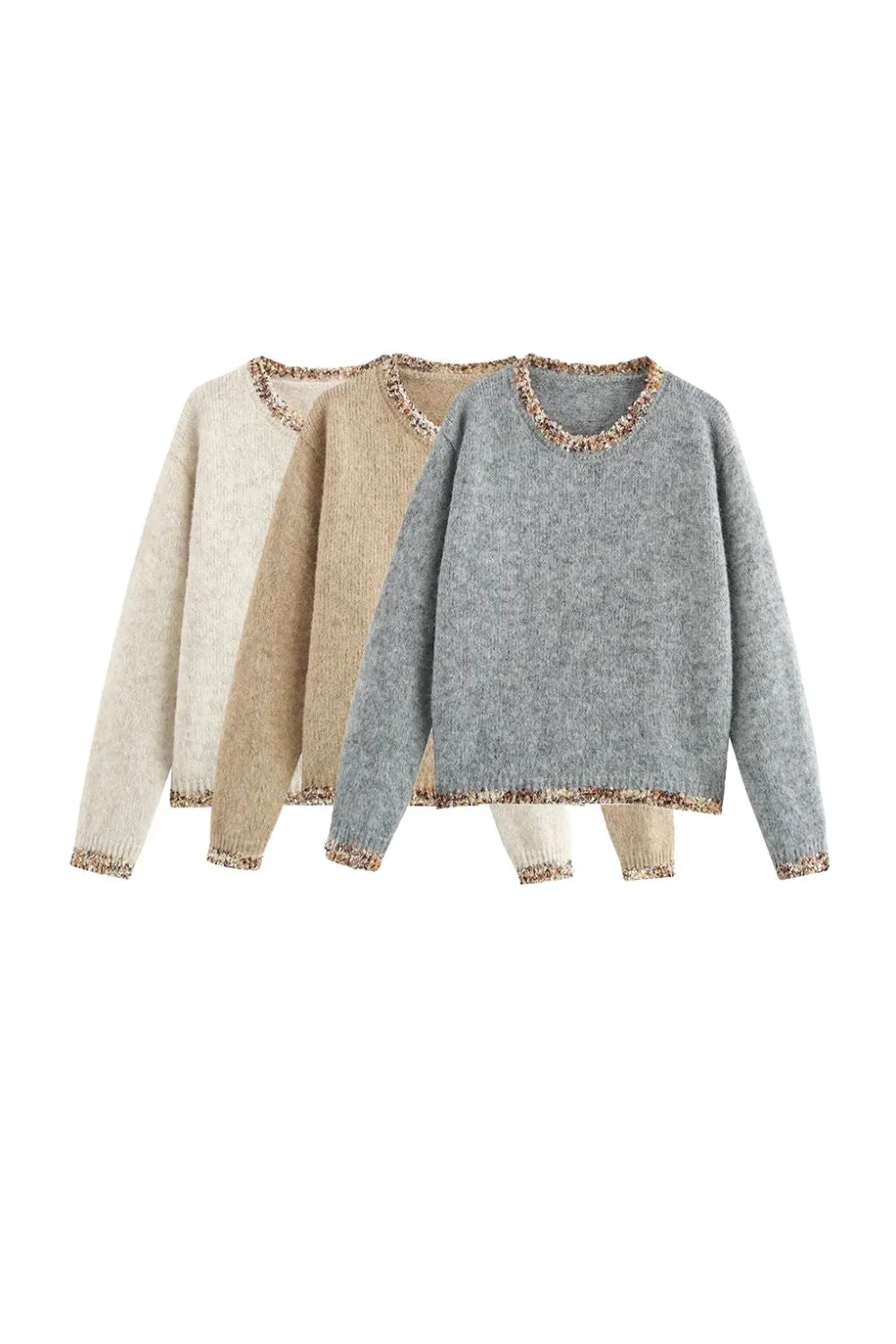 ' Georgia'Long Sleeve Lace-Trimmed Round Neck Knit (3 color) sold by Goodnight Macaroon