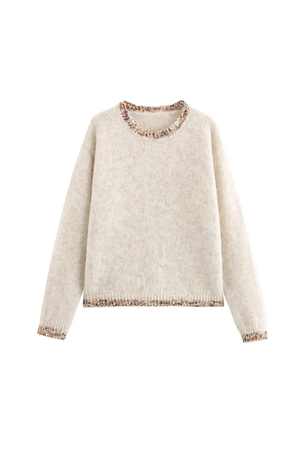 ' Georgia'Long Sleeve Lace-Trimmed Round Neck Knit (3 color) sold by Goodnight Macaroon product image thumbnail 2