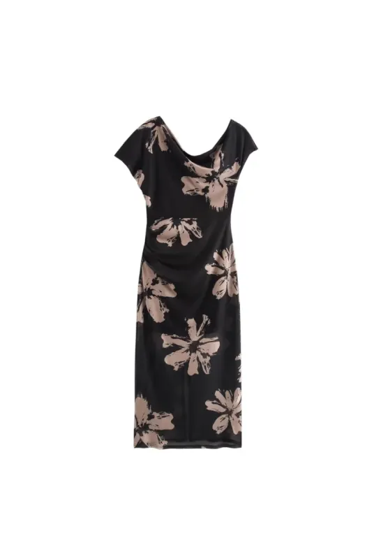 ' Zoe' Printed Slim Fit One-Shoulder Dress made by Goodnight Macaroon