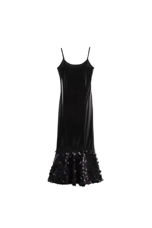 'Emma' Slim Fit Beaded Panel Long Strapless Dress made by Goodnight Macaroon