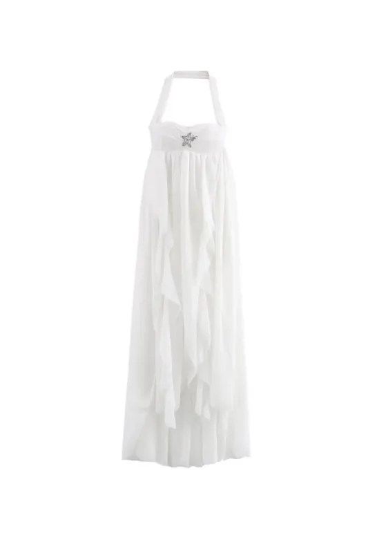'Jasmine' Backless Halter Pleated Maxi Dress made by Goodnight Macaroon