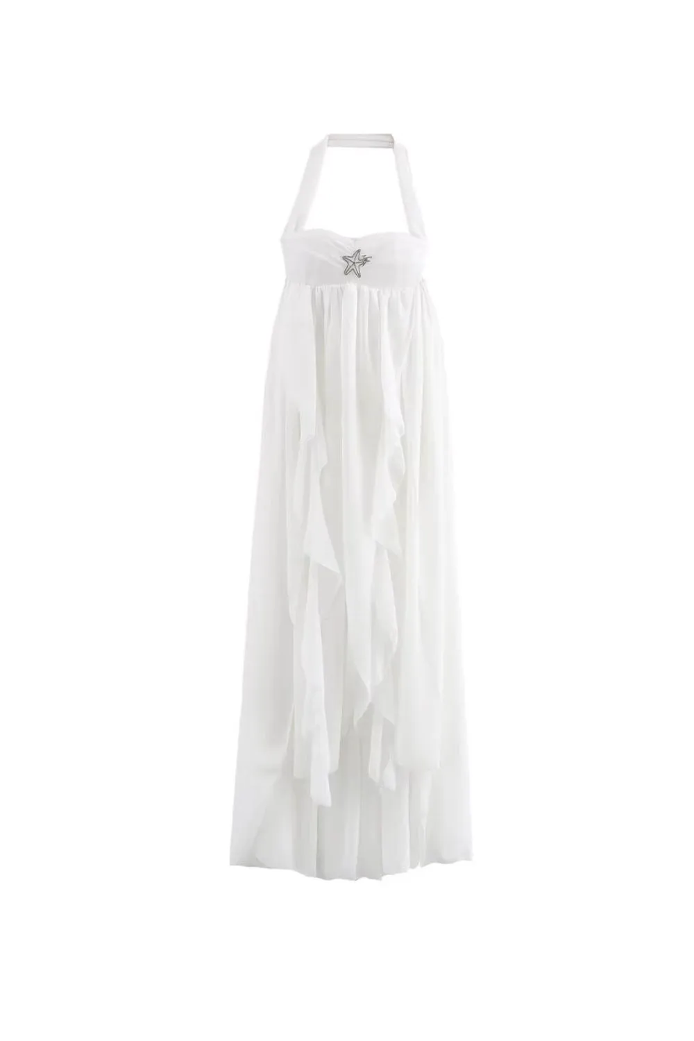 'Jasmine' Backless Halter Pleated Maxi Dress sold by Goodnight Macaroon