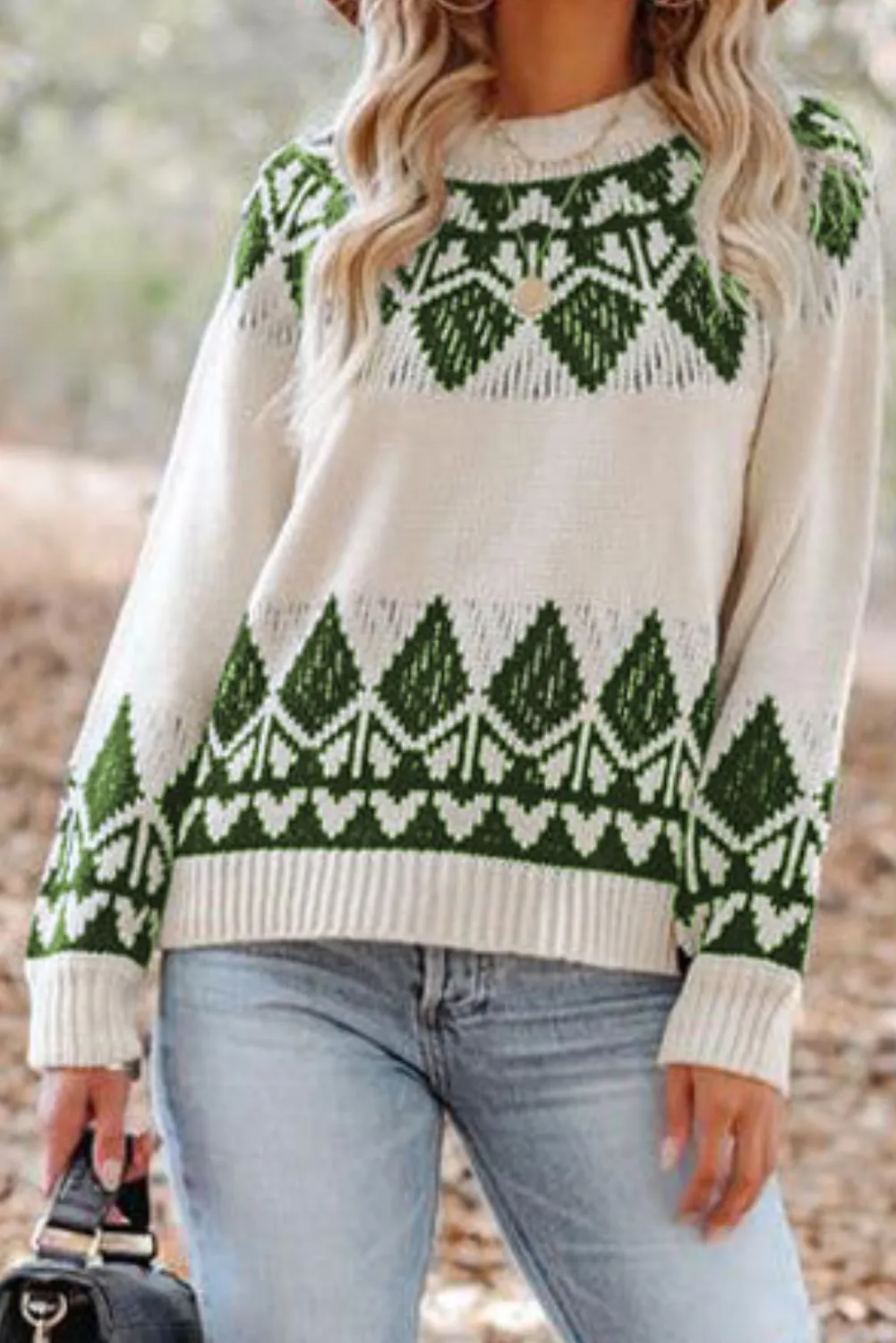 'Karen' Round-neck Pattern Knitted Sweater (4 Colors) sold by Goodnight Macaroon product image thumbnail 4