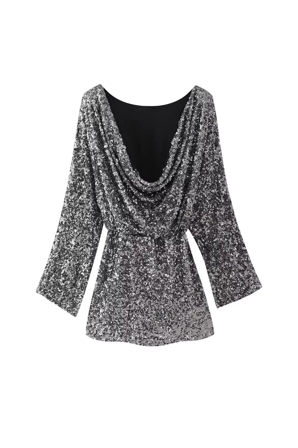 'Laura' Backless Sequin Long-Sleeve Mini Dress sold by Goodnight Macaroon product image thumbnail 2