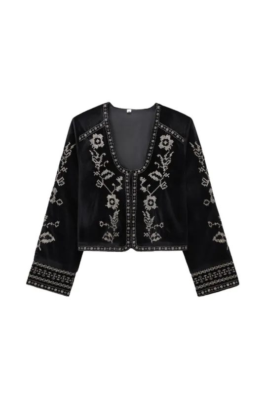 ' Phoebe' Embroidered Velvet Jacket sold by Goodnight Macaroon