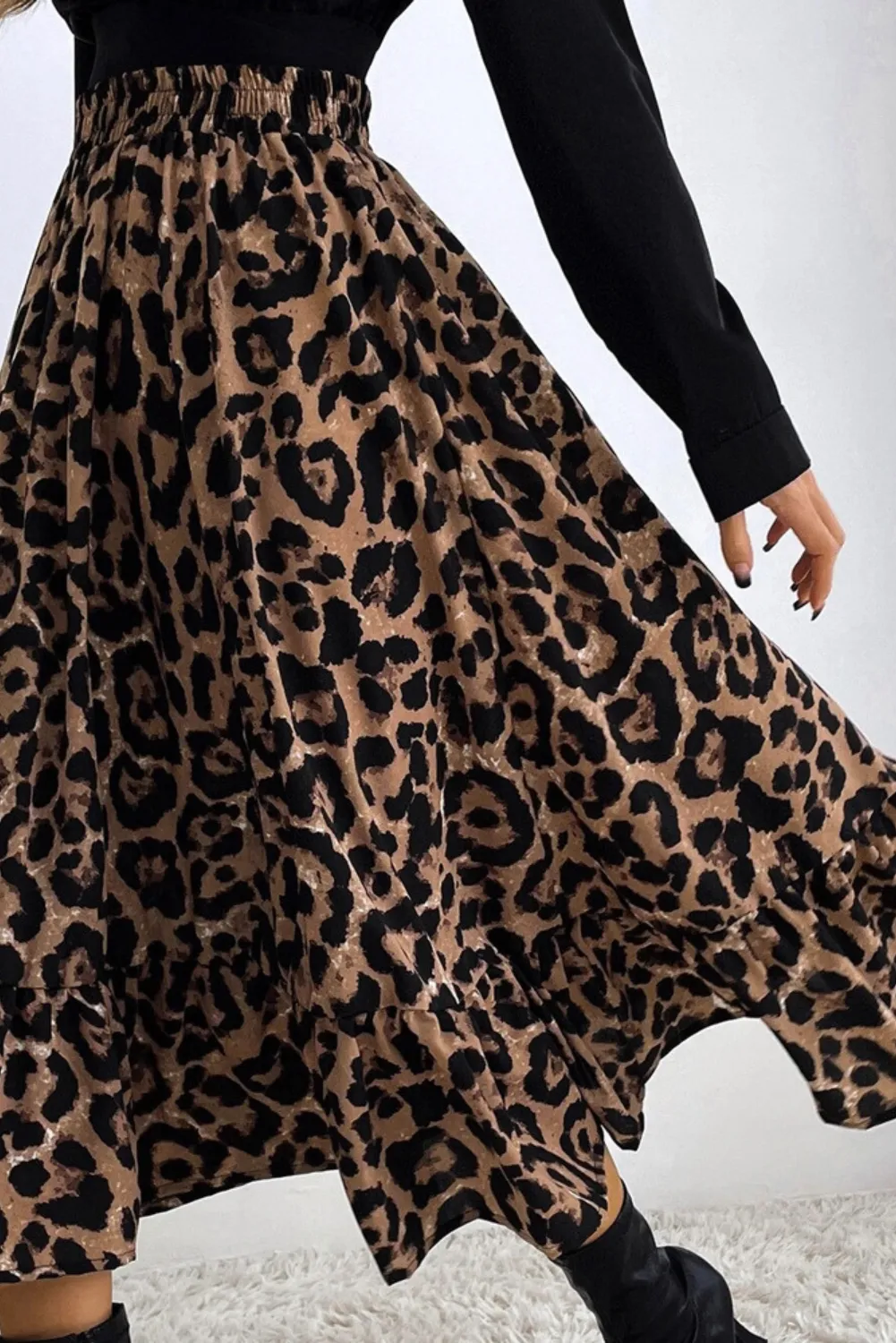 'Jenna' Leopard Print Ruffle Midi Skirt (2 Colors) sold by Goodnight Macaroon product image thumbnail 2