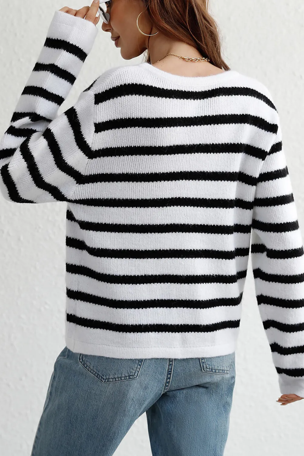 'Hailey' Striped Button Front Cardigan sold by Goodnight Macaroon product image thumbnail 3