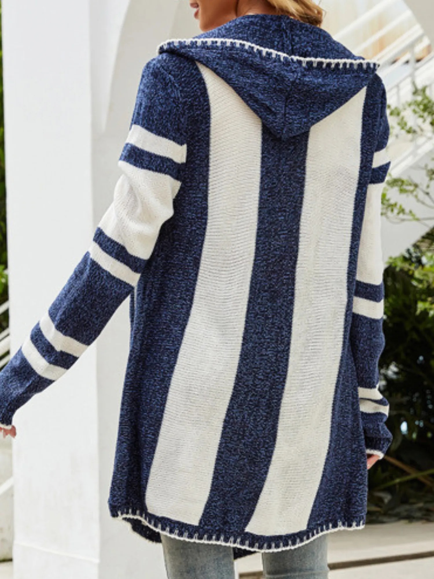 'Michaela' Striped Contrast Color Cardigan sold by Goodnight Macaroon product image thumbnail 2
