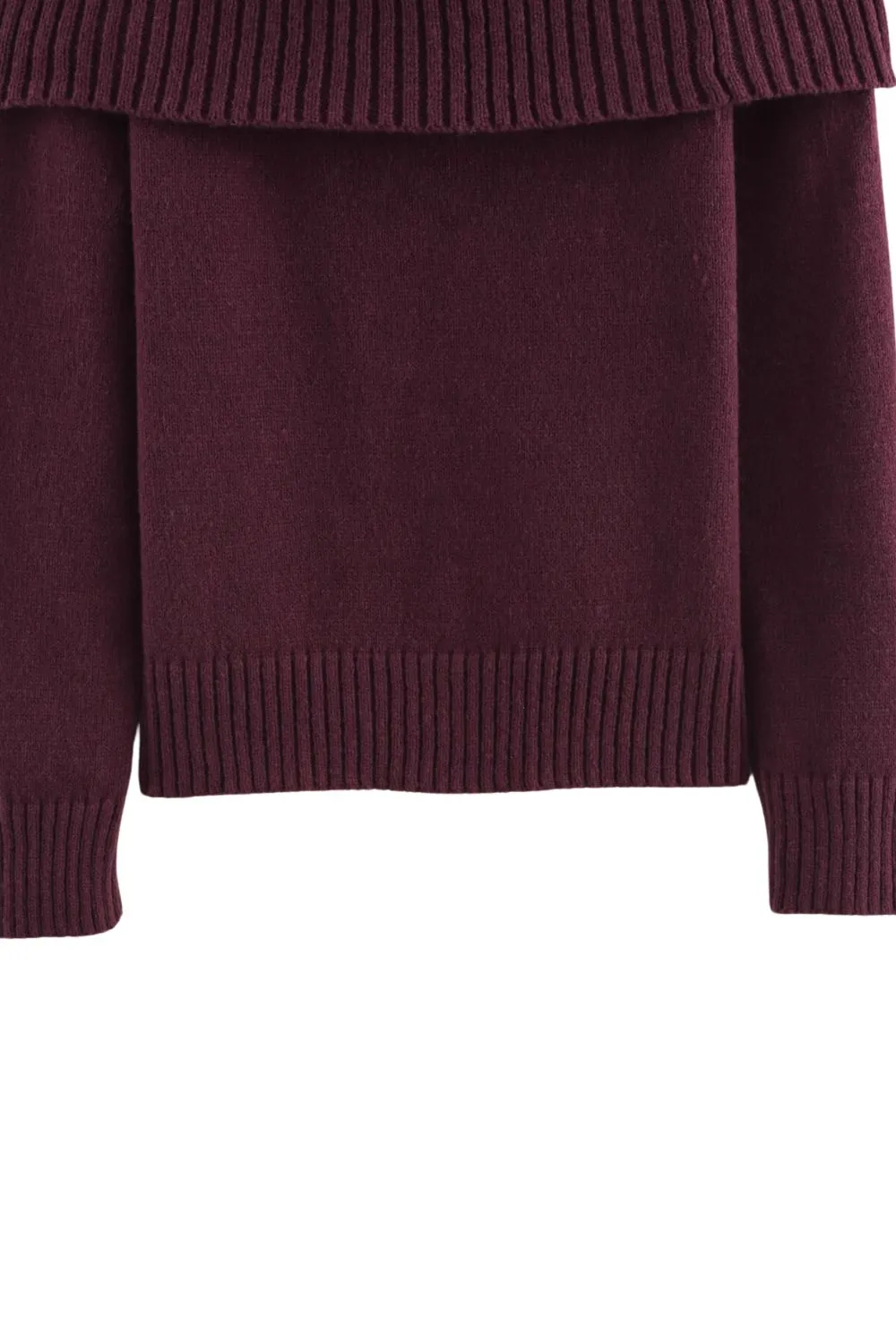 ‘Hazel’ Long-Sleeve Off-Shoulder Knit Top sold by Goodnight Macaroon product image thumbnail 4