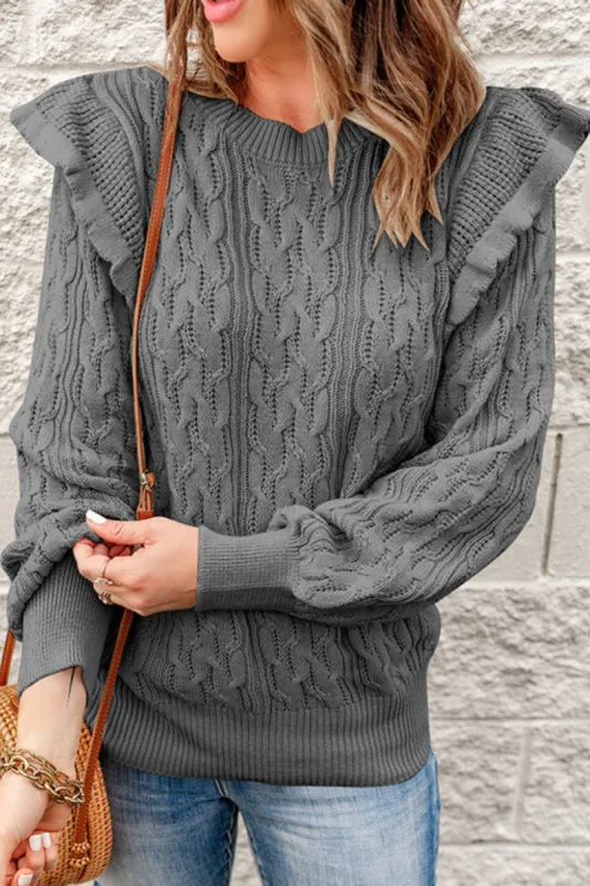 'Sherrell' Twisted Ruffle Knitted Sweater (3 Colors) sold by Goodnight Macaroon