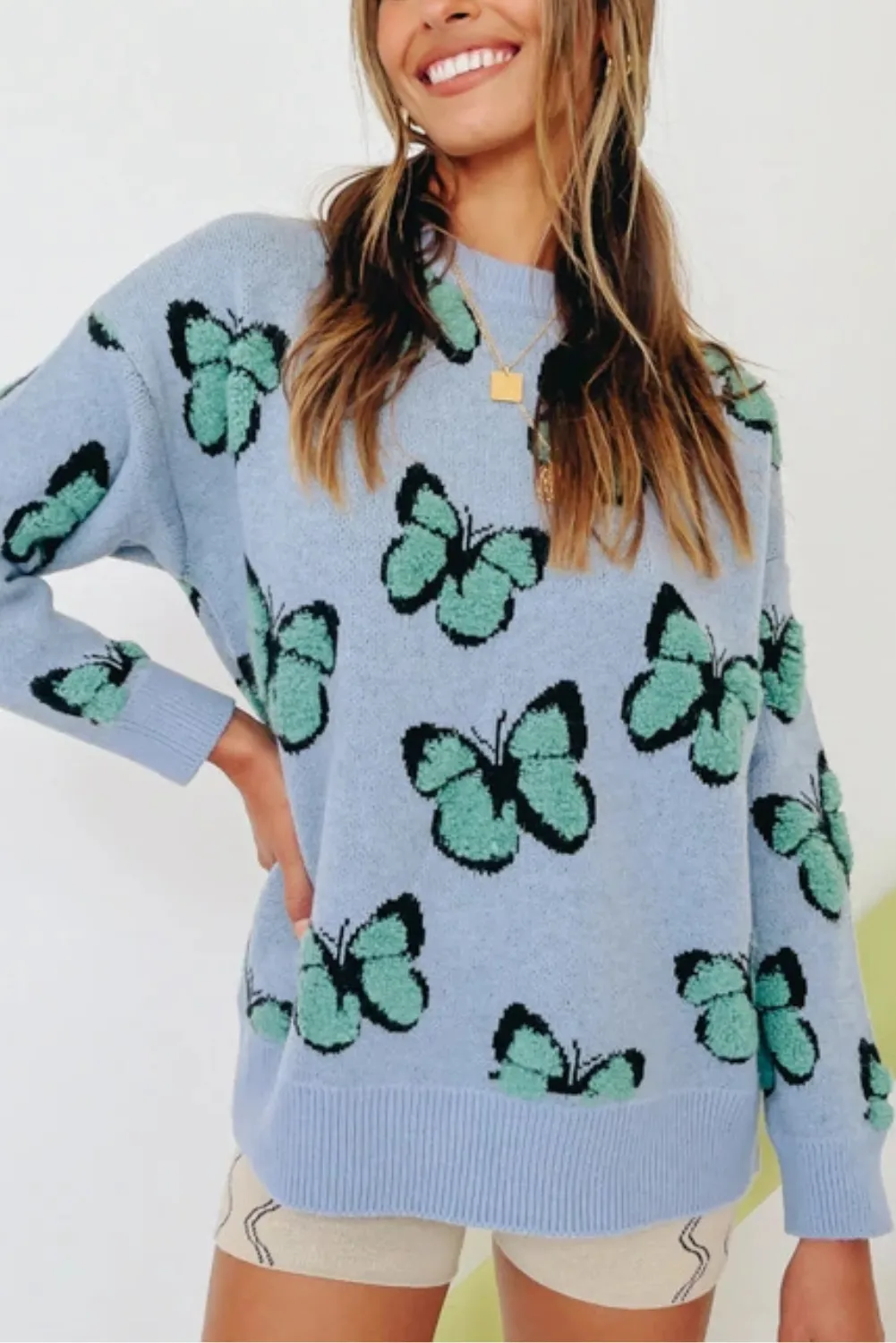 'Abbey' Butterfly Pattern Crewneck Sweater (5 Colors) sold by Goodnight Macaroon