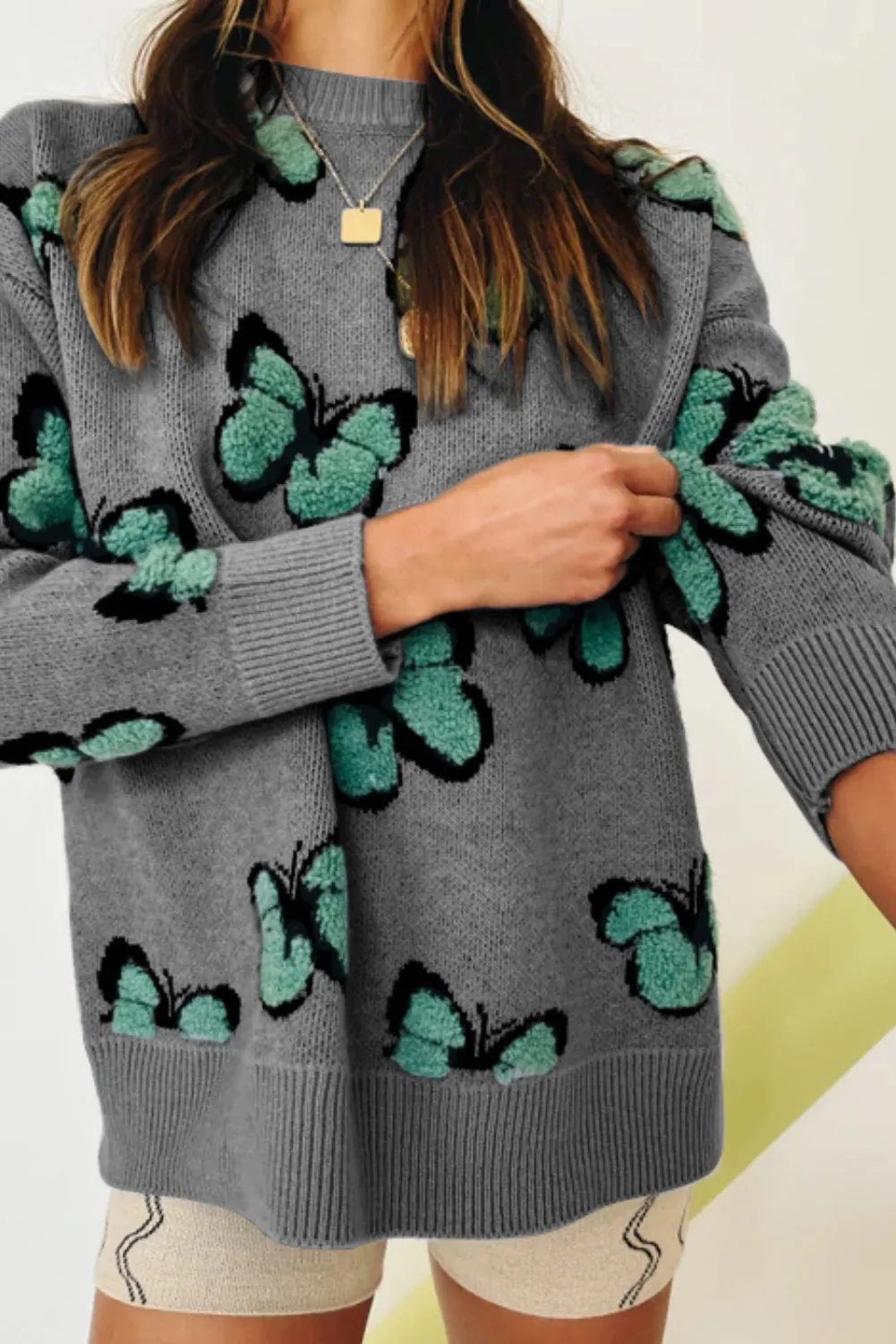 'Abbey' Butterfly Pattern Crewneck Sweater (5 Colors) sold by Goodnight Macaroon product image thumbnail 5