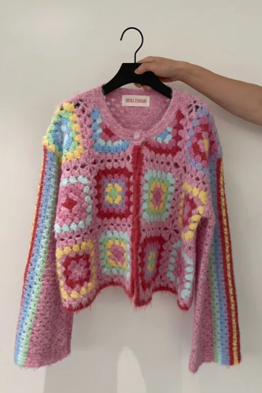 Multicolor Crochet Bell Sleeve Sweater by Double Standard sold by Goodnight Macaroon