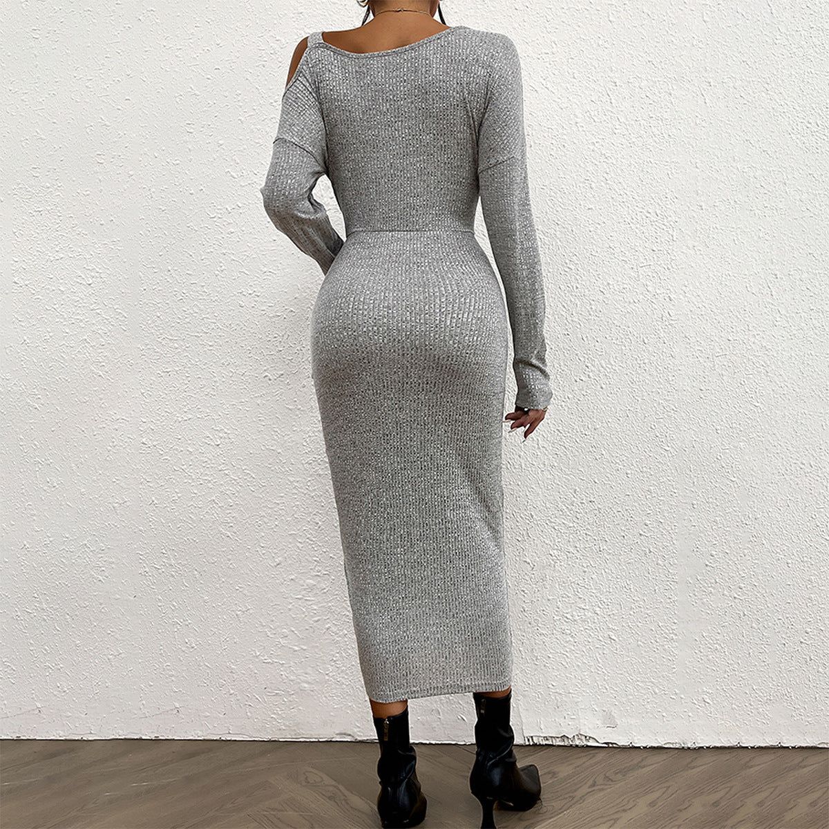Knitted One Shoulder Split Dress #165173 sold by Goodnight Macaroon product image thumbnail 4