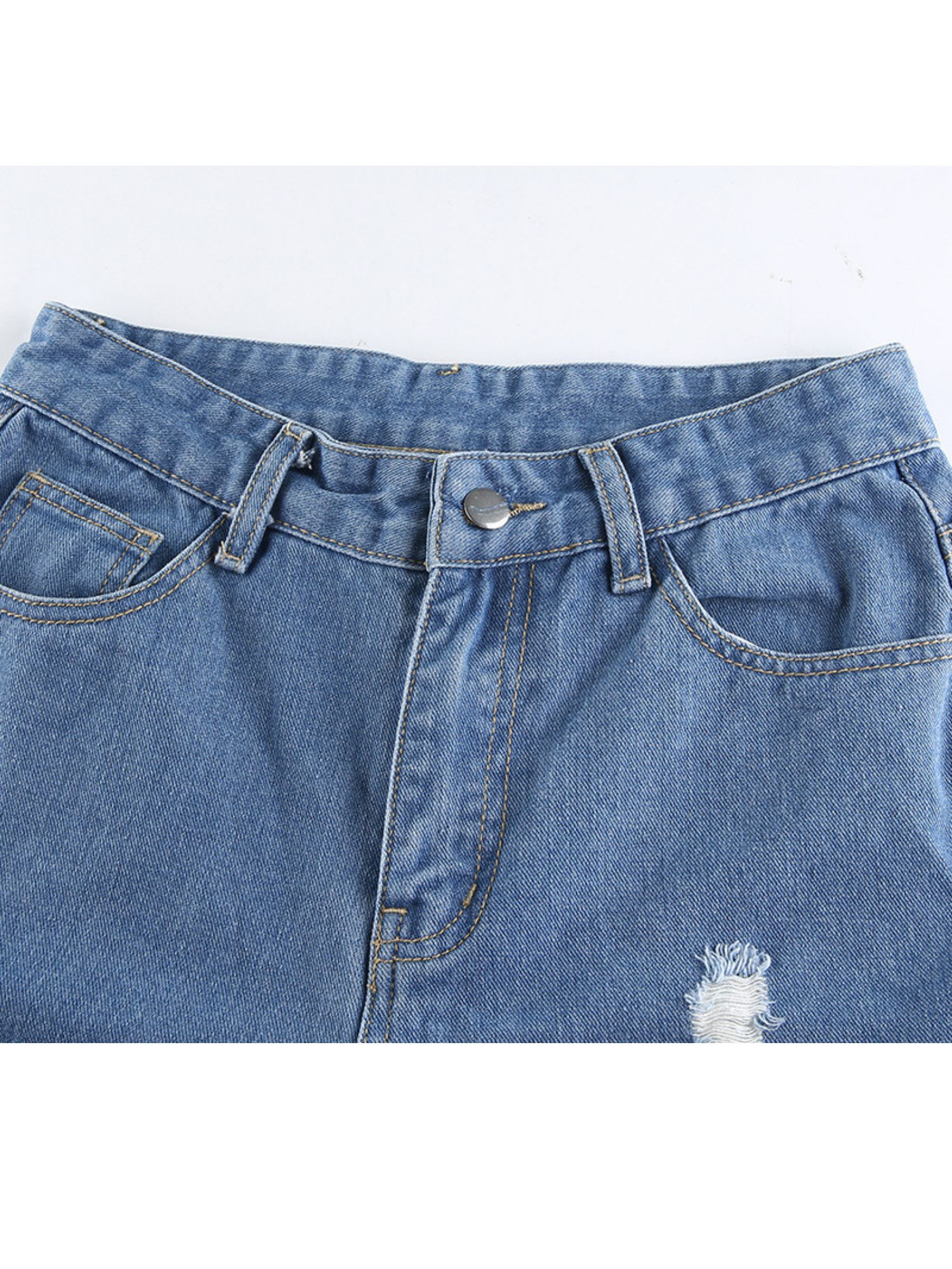 'Kendra' High-waisted Distressed Straight Jeans sold by Goodnight Macaroon product image thumbnail 3