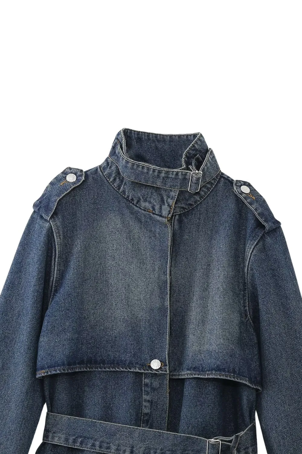 'Kylie' Tie-Waist Denim Trench Coat sold by Goodnight Macaroon product image thumbnail 3