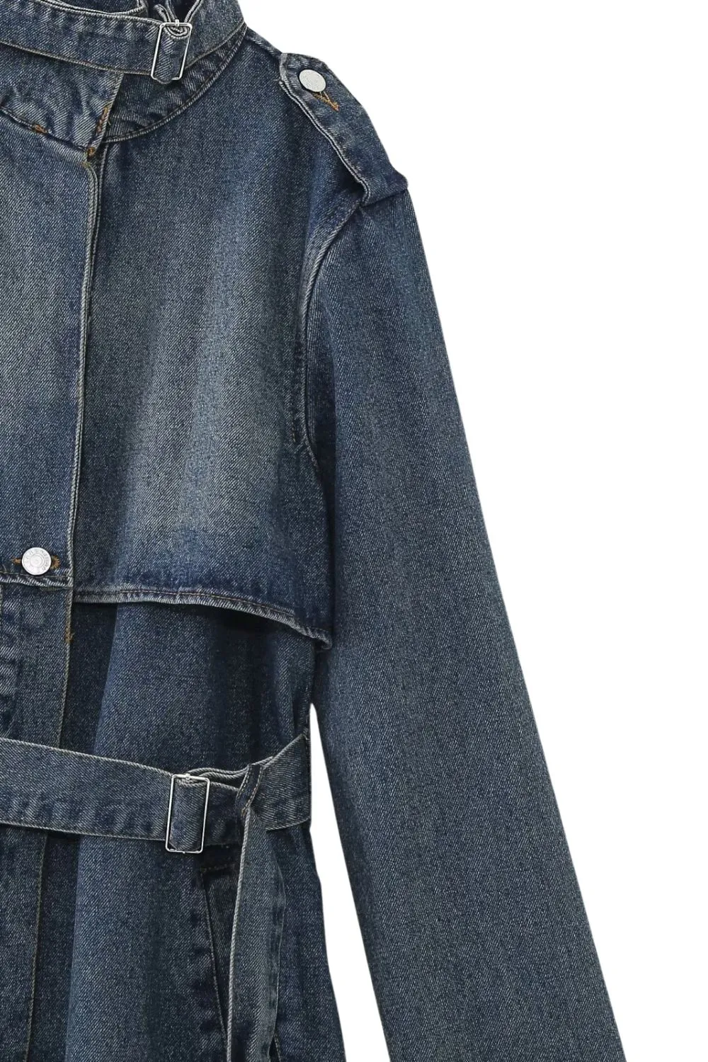 'Kylie' Tie-Waist Denim Trench Coat sold by Goodnight Macaroon product image thumbnail 5