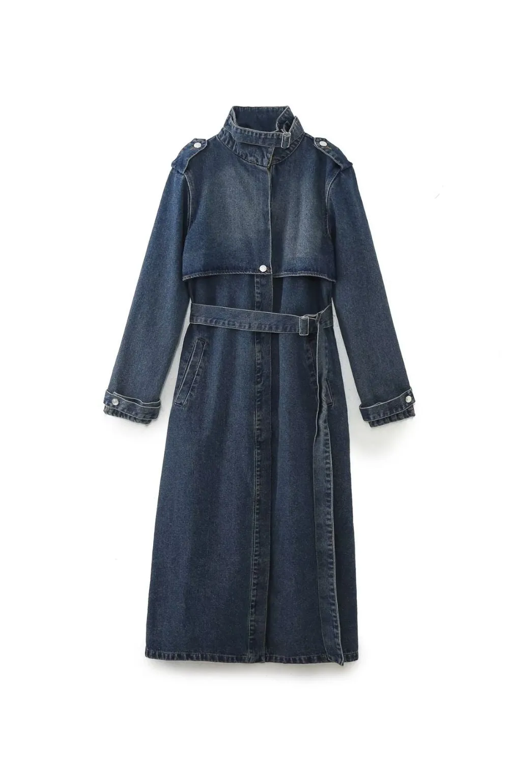 'Kylie' Tie-Waist Denim Trench Coat sold by Goodnight Macaroon