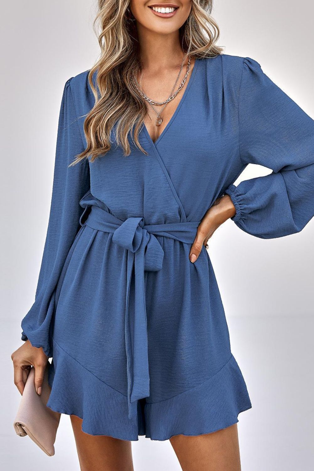 'Theresa" V-Neck Long Sleeve Romper (3 COLORS) sold by Goodnight Macaroon product image thumbnail 2