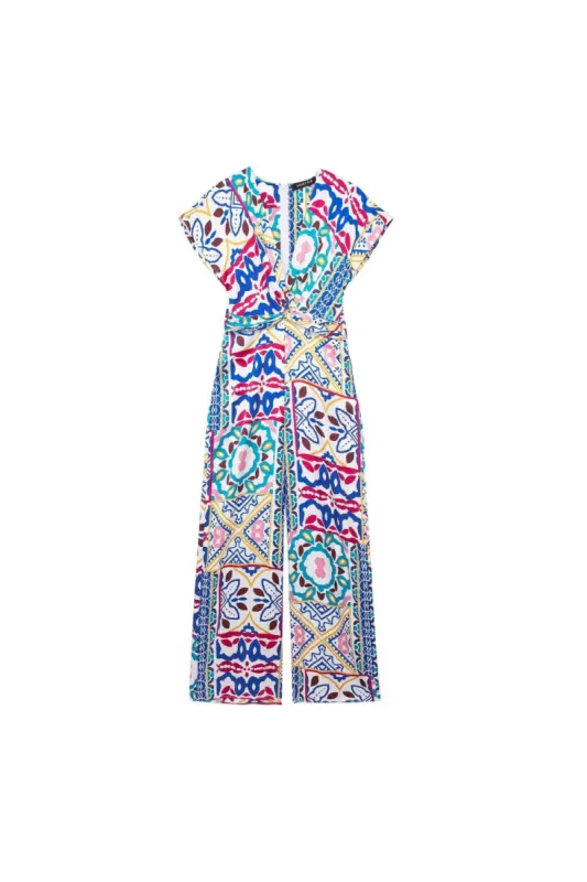 'Vera' Elegant Satin Textured Printed Jumpsuit made by Goodnight Macaroon