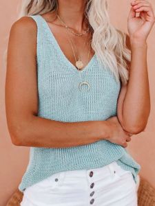 'Vivian' V-neck Knitted Vest (6 Colors) sold by Goodnight Macaroon
