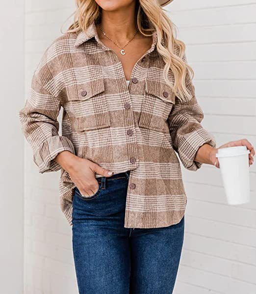 Spring Plaid Shirt Shacket #166192 sold by Goodnight Macaroon product image thumbnail 8