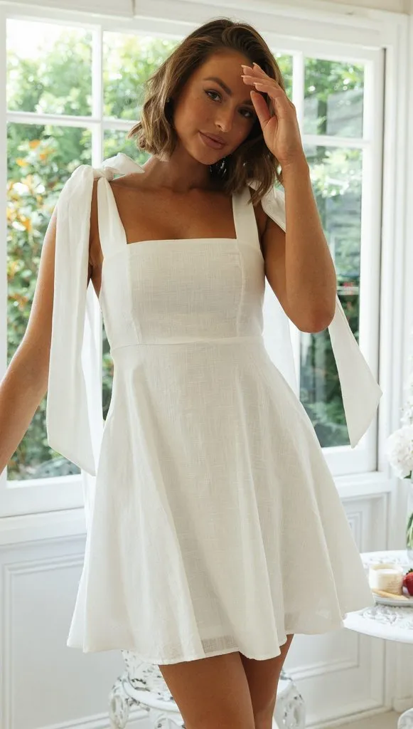 Square Neck Tie Strap Dress #116918 sold by Goodnight Macaroon product image thumbnail 4