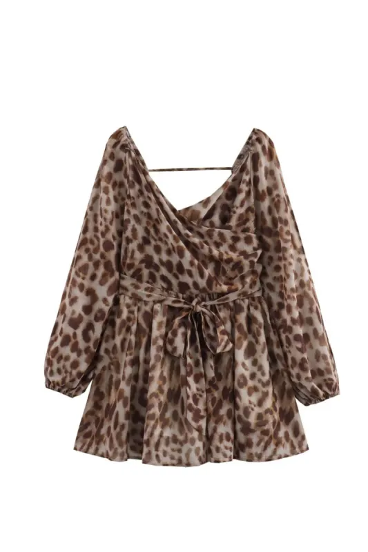 ‘Harper ’ Sexy Leopard Print Backless Jumpsuit Dress sold by Goodnight Macaroon