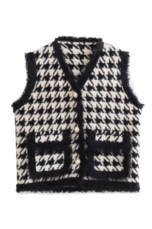 'Zoey' Sleeveless Houndstooth Vest (2 Colors) sold by Goodnight Macaroon