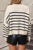 Striped Dropped Shoulder Round Neck Pullover Sweater sold by Goodnight Macaroon