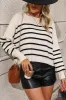 Striped Dropped Shoulder Round Neck Pullover Sweater sold by Goodnight Macaroon