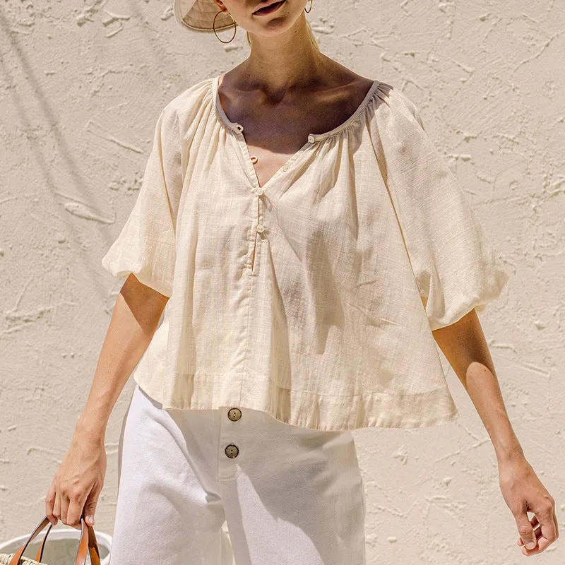 Half Sleeve Crop Blouse #167958 sold by Goodnight Macaroon product image thumbnail 3
