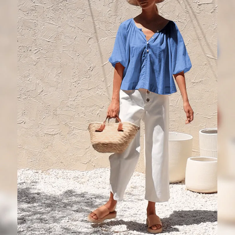 Half Sleeve Crop Blouse #167958 sold by Goodnight Macaroon product image thumbnail 4