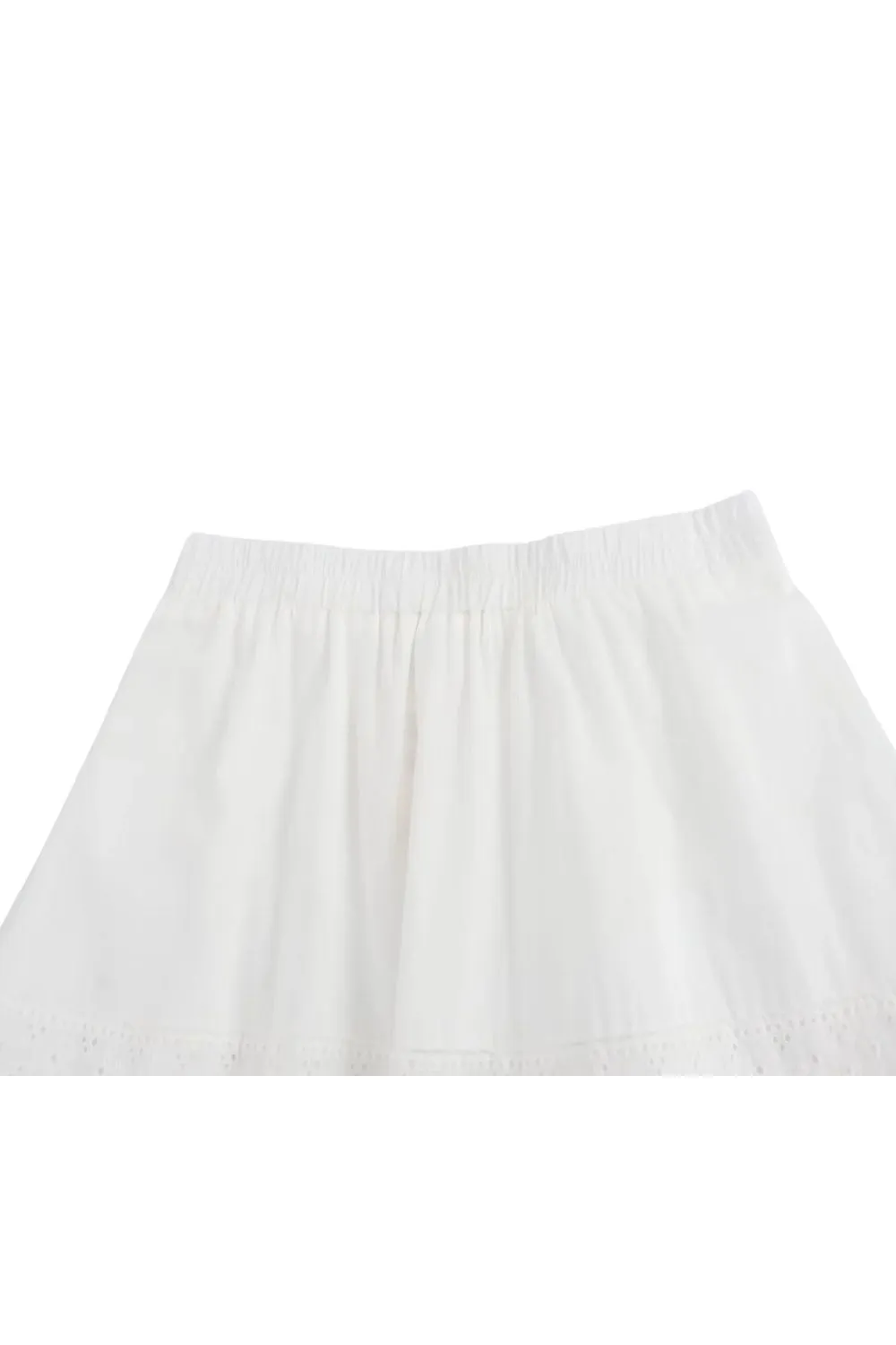 ‘Poppy’ Embroidered White Elastic Waist Midi Skirt sold by Goodnight Macaroon product image thumbnail 4