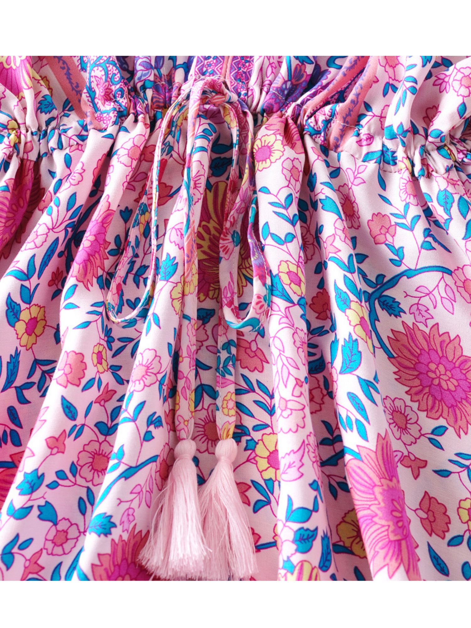 'Jenna' V-neck Bohemian Print Pink Tassel Dress sold by Goodnight Macaroon product image thumbnail 5