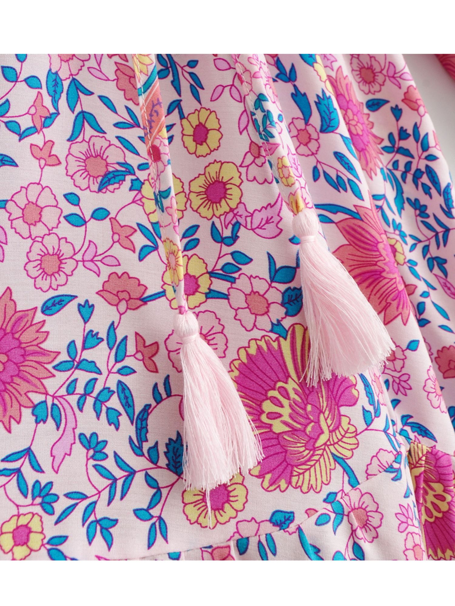 'Jenna' V-neck Bohemian Print Pink Tassel Dress sold by Goodnight Macaroon product image thumbnail 6