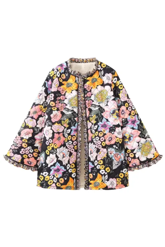'Wanda' Open-Front Quilted Floral Jacket sold by Goodnight Macaroon