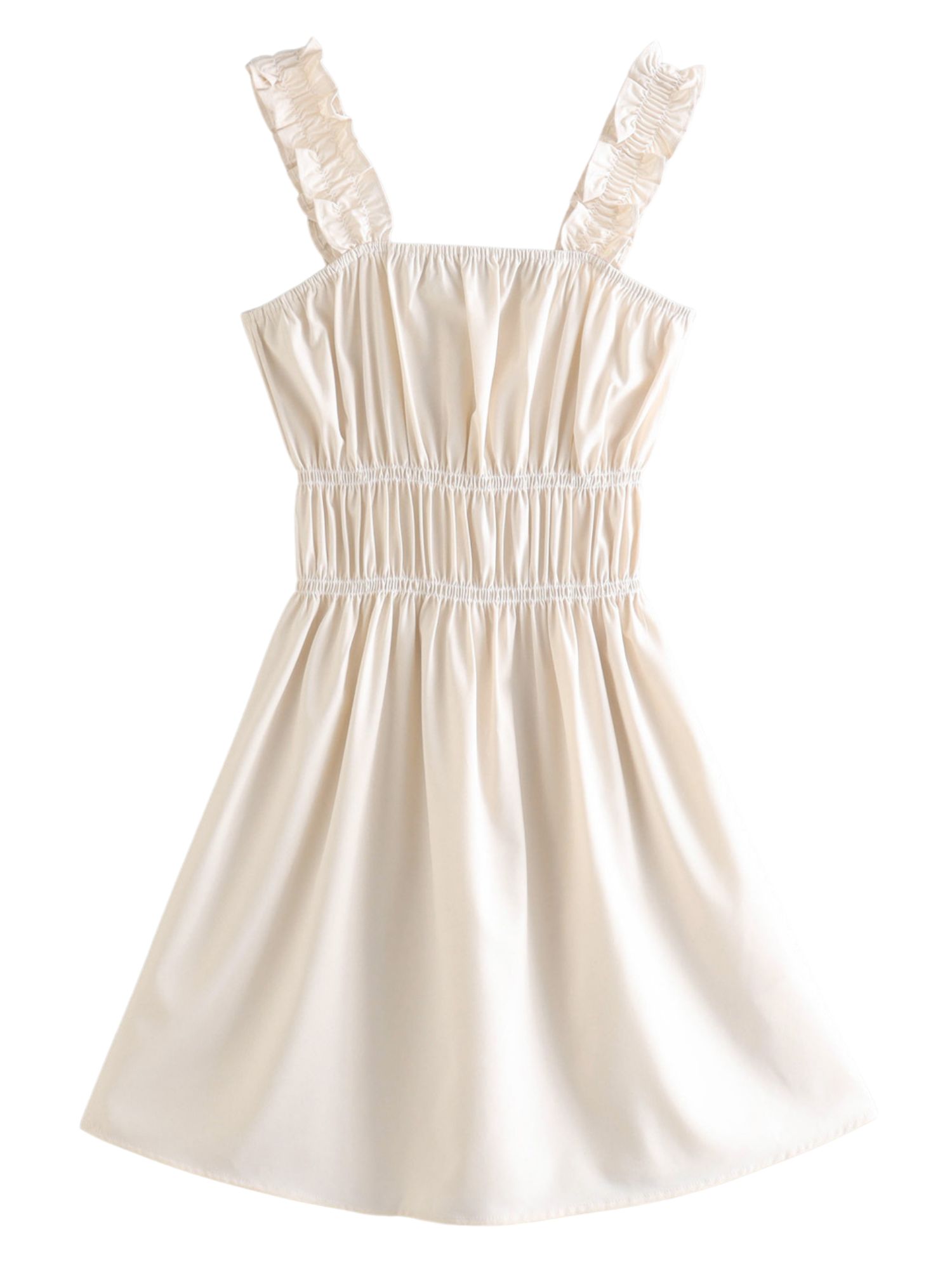 'Yuki' Square Neck Ruched Ruffled Mini Dress sold by Goodnight Macaroon