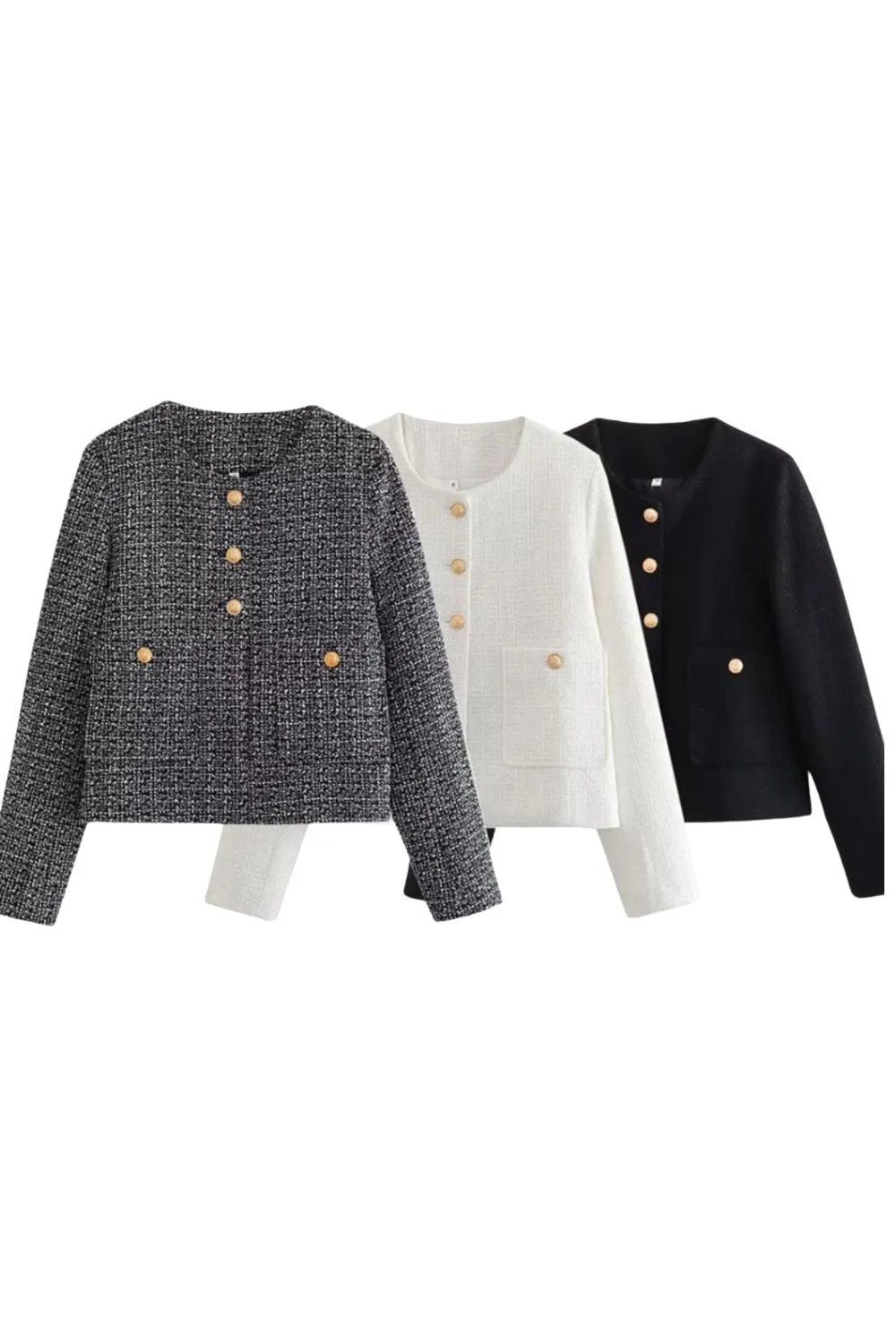 ’Marley‘ Textured Button-Front Short Jacket sold by Goodnight Macaroon