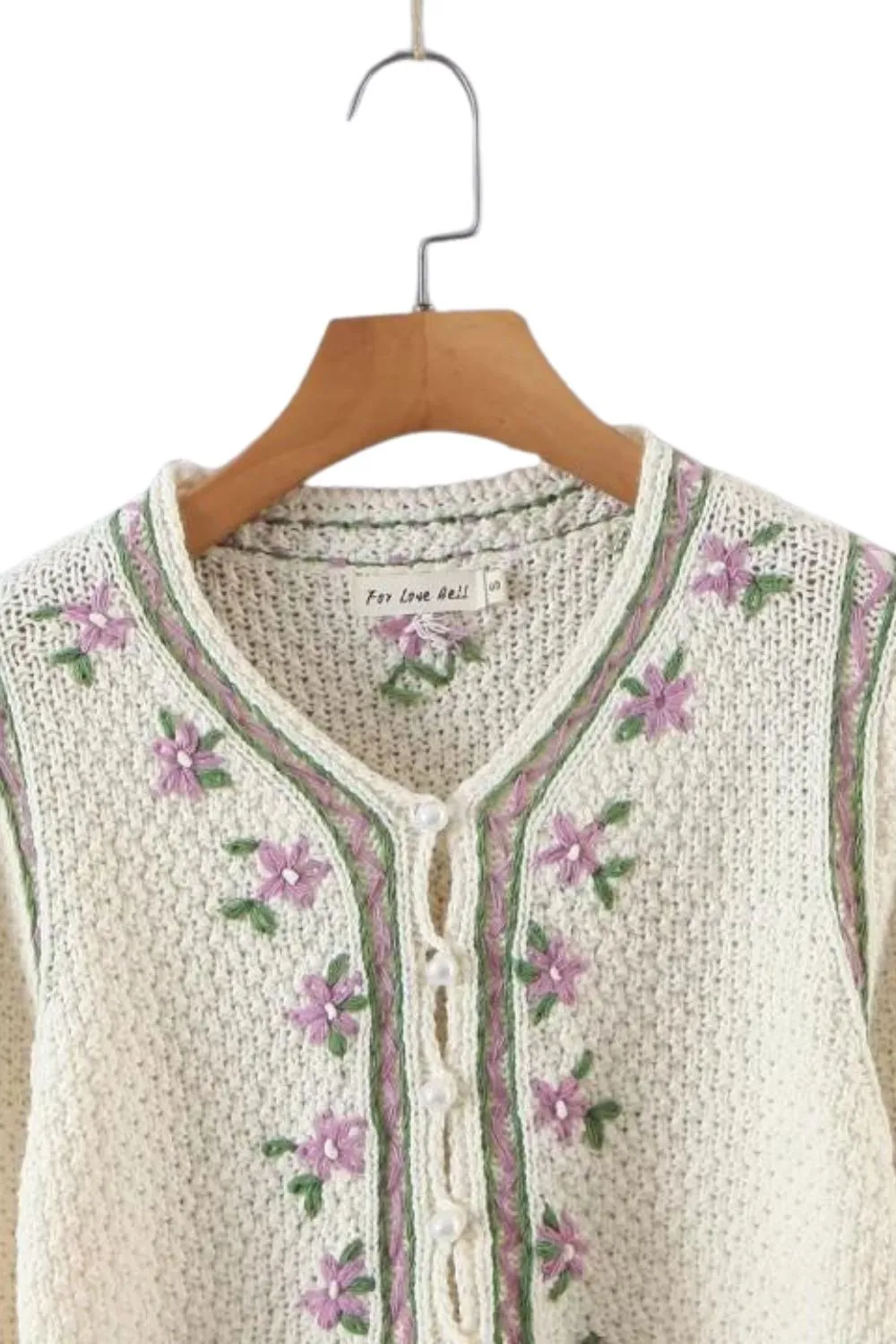 ‘Willow’ Embroidered Pearl Decoration Cardigan Sweater sold by Goodnight Macaroon product image thumbnail 3