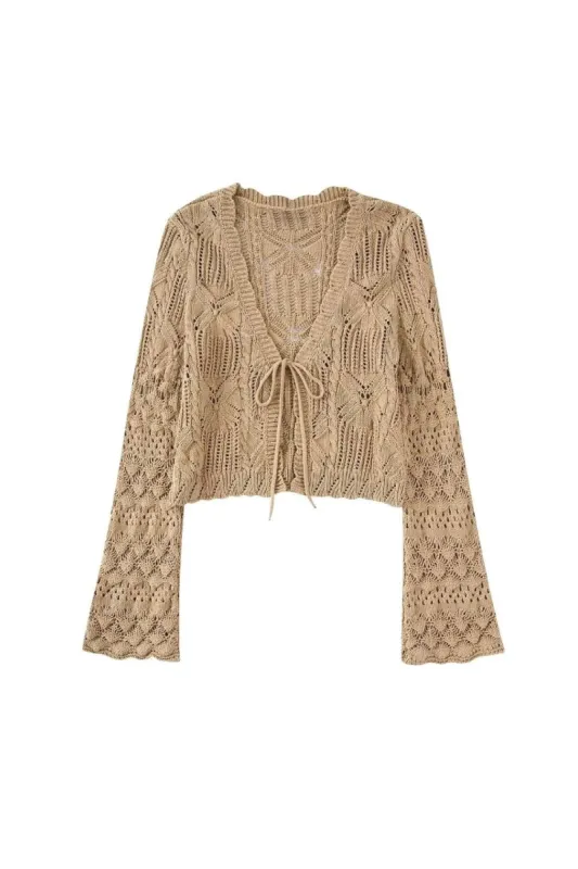 ‘Kseniya’ V-neck Long Sleeve Knit Cardigan sold by Goodnight Macaroon