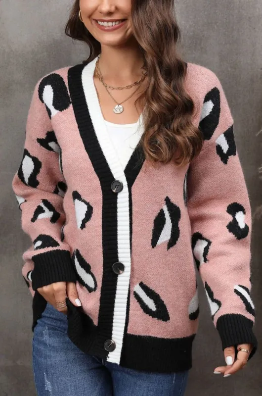 'Ella' Leopard Ribbed Trim Drop Shoulder Cardigan (2 Colors) sold by Goodnight Macaroon