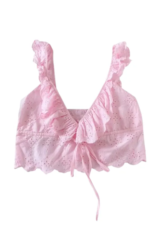 'Nina' Eyelet Embroidery Crop Top made by Goodnight Macaroon