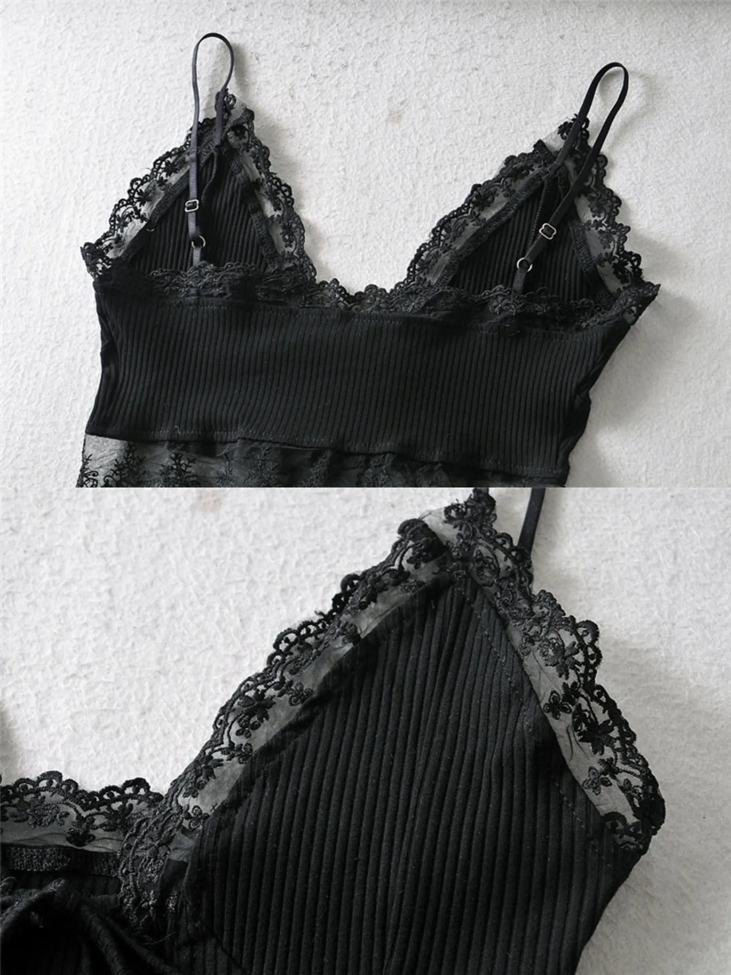 'Bessie' Lace Pleated Ribbed Tied Top sold by Goodnight Macaroon product image thumbnail 3