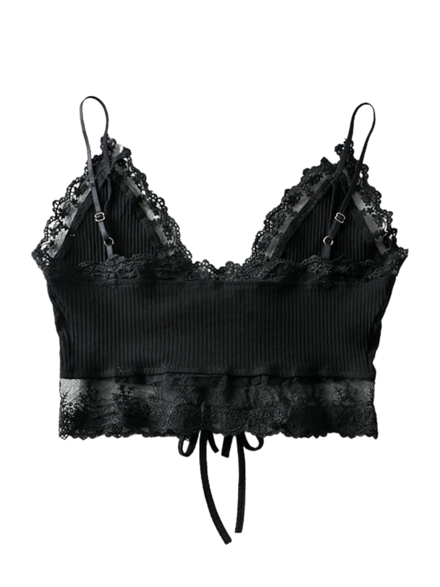 'Bessie' Lace Pleated Ribbed Tied Top sold by Goodnight Macaroon product image thumbnail 2